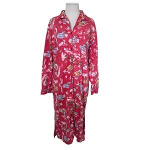 Vintage 90s Kathryn Polar Bear Print Cotton Button Front Nightgown